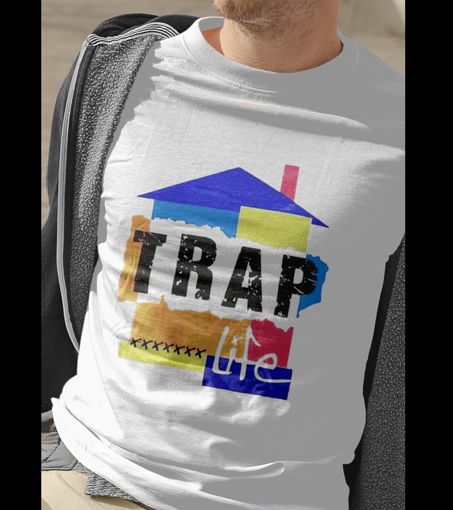 TRAP Life House Design Multicolored Blocks And X Marks T-Shirt