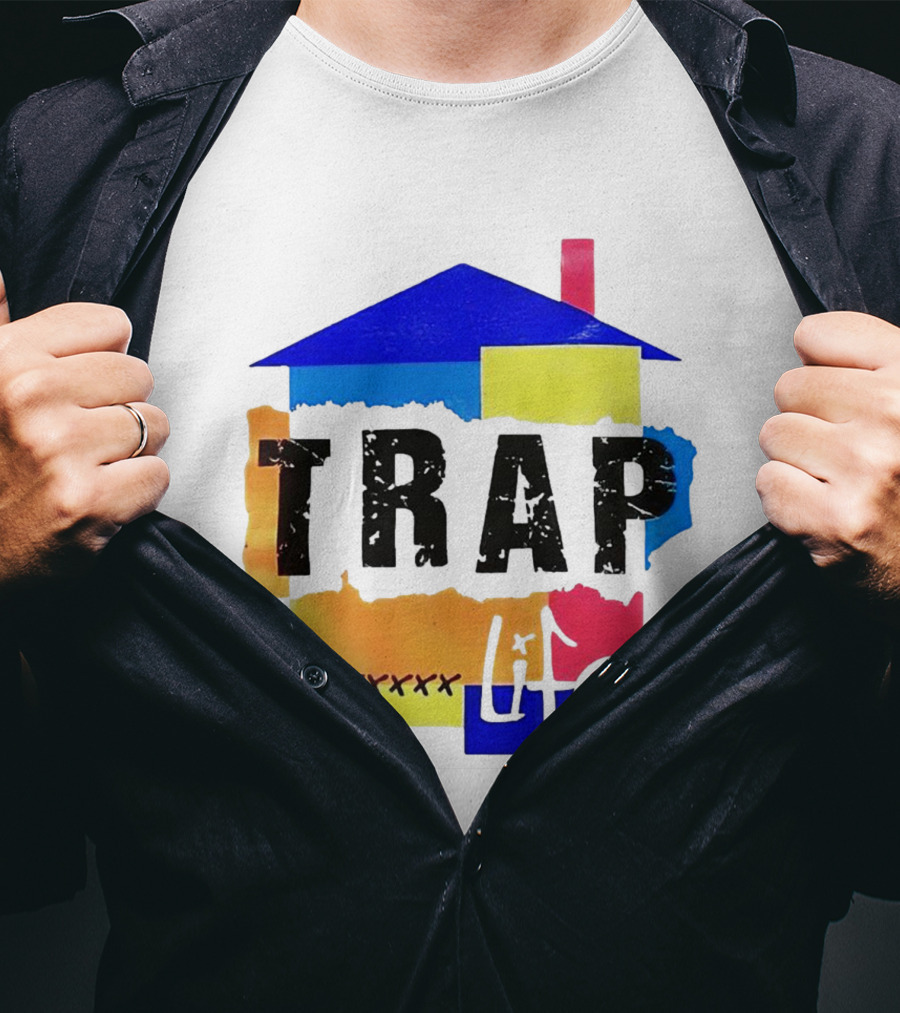 TRAP Life House Design Multicolored Blocks And X Marks T-Shirt