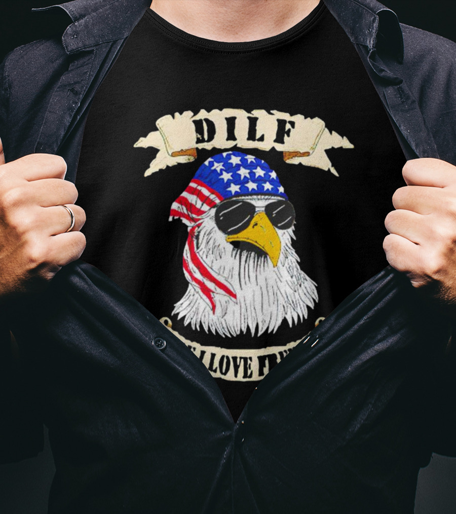 Dilf Eagle Dude I Love Freedom USA Bandana Sunglasses Effort T-Shirt