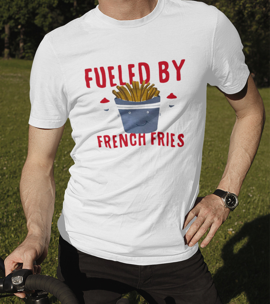 Fueled By French Fries Smiling Cartoon Face With Ketchup Cups T-Shirt