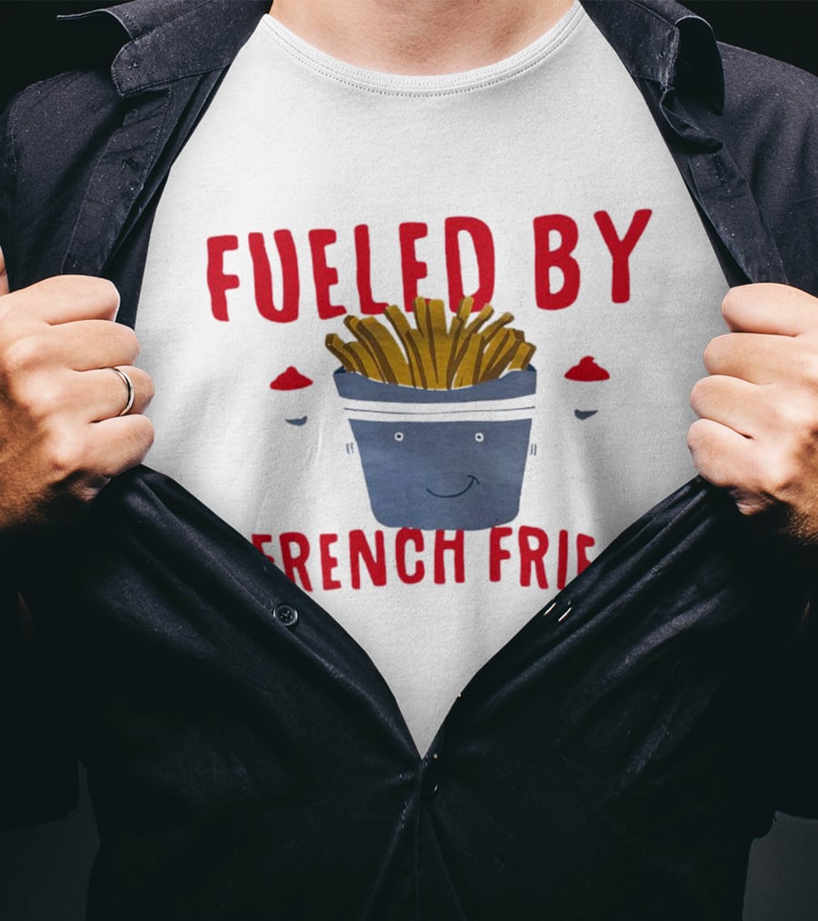 Fueled By French Fries Smiling Cartoon Face With Ketchup Cups T-Shirt