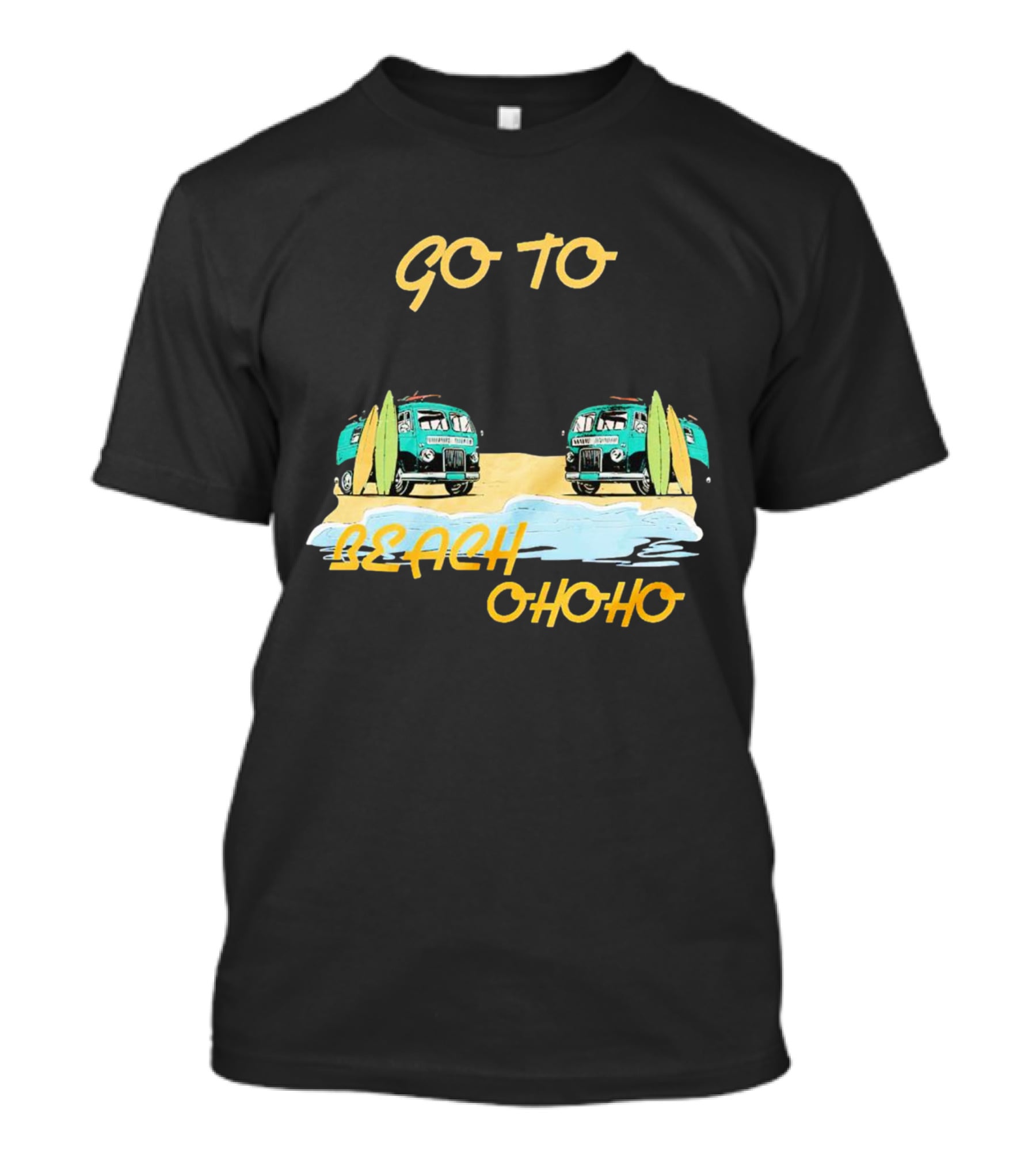 Go To Beach Ohoho Classic Retro Surf Vans And Surfboards T-Shirt