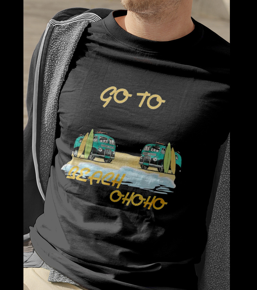 Go To Beach Ohoho Classic Retro Surf Vans And Surfboards T-Shirt