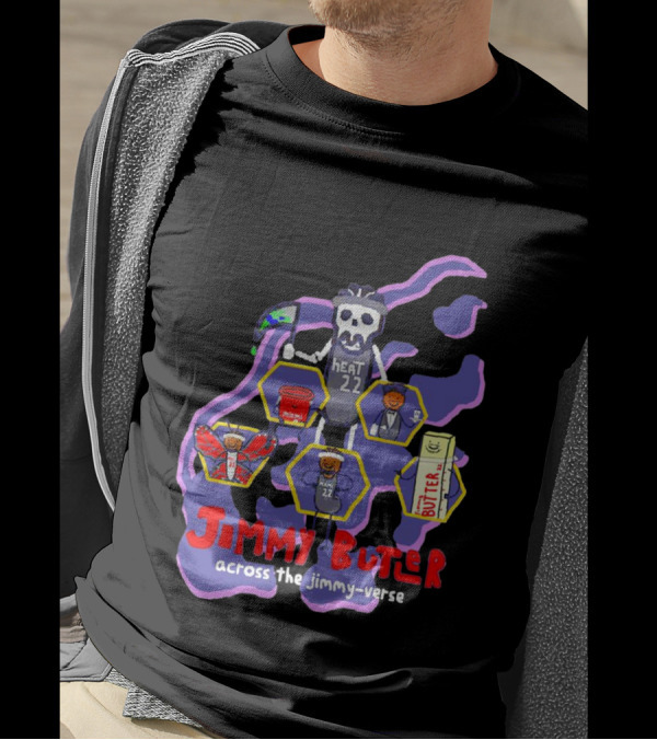 Jimmy Butler Miami Heat 22 Skull Cartoon Across The Jimmy-Verse T-Shirt