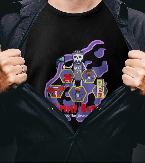 Jimmy Butler Miami Heat 22 Skull Cartoon Across The Jimmy-Verse T-Shirt