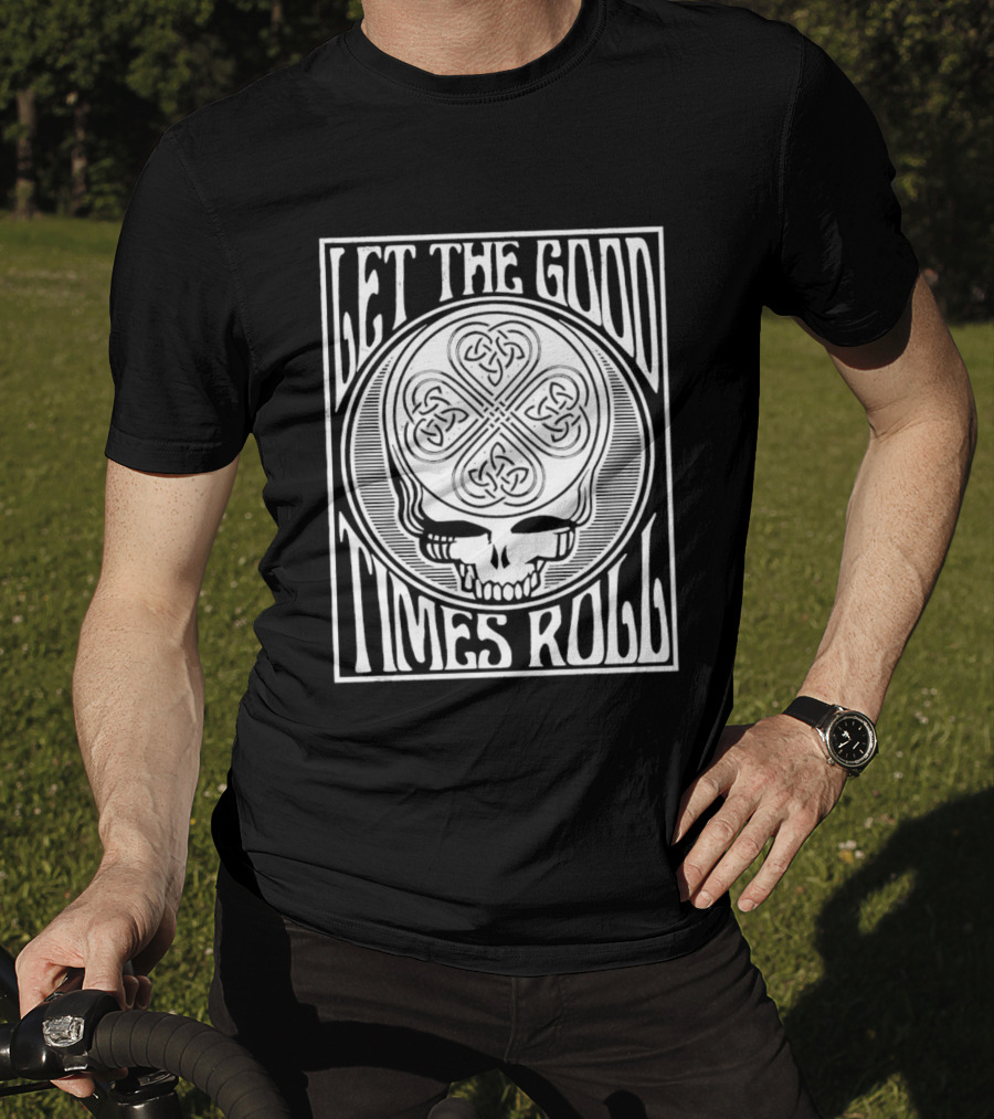 Let The Good Times Roll Skull With Celtic Knot Motif T-Shirt