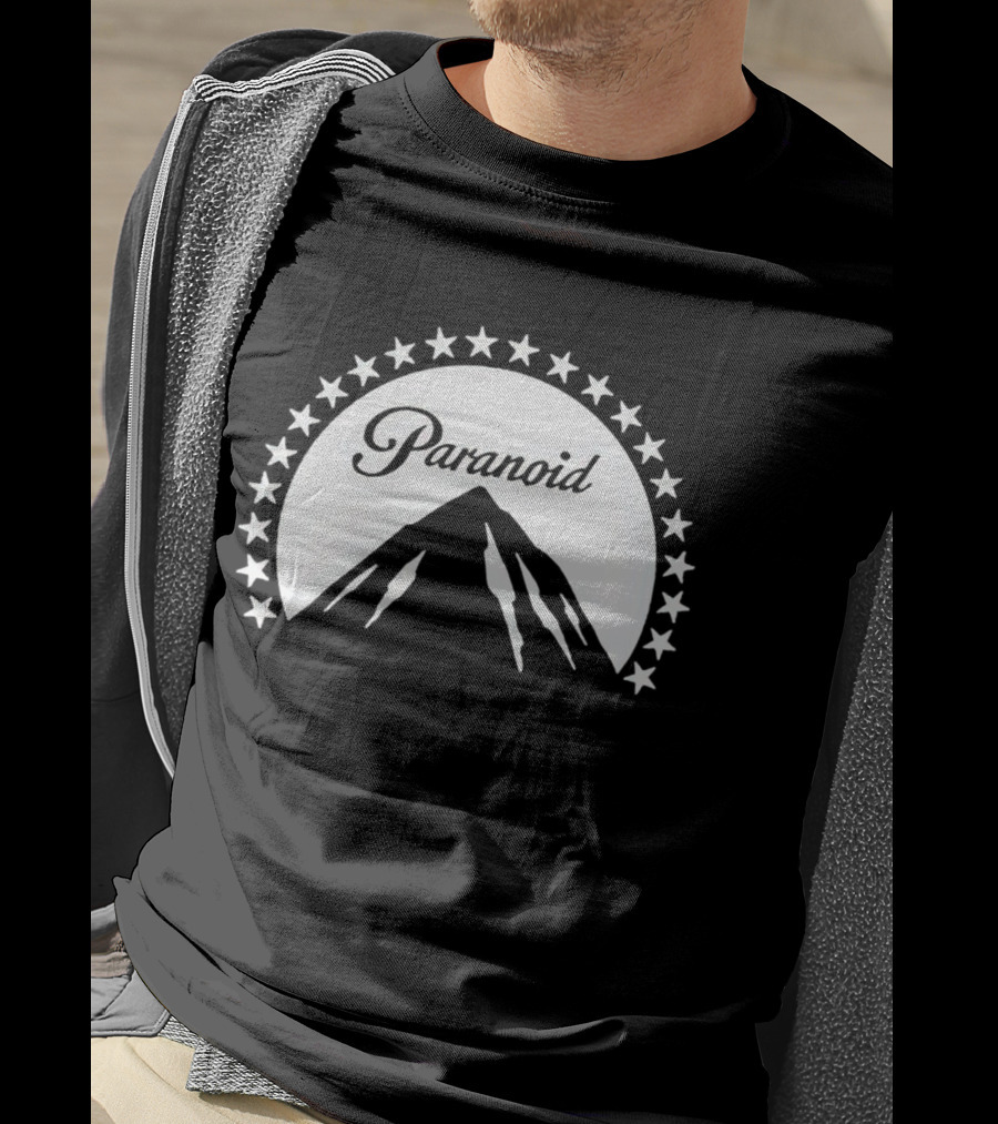Paramount Paranoid Logo Parody Stars Mountain T-Shirt