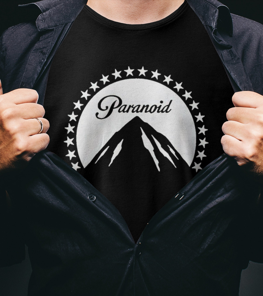 Paramount Paranoid Logo Parody Stars Mountain T-Shirt