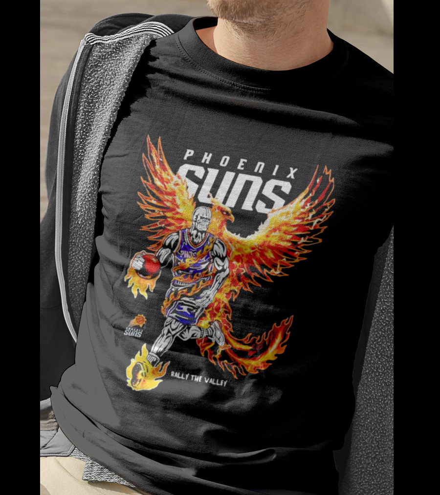 Phoenix Suns Flaming Basketball Phoenix Rally The Valley T-Shirt