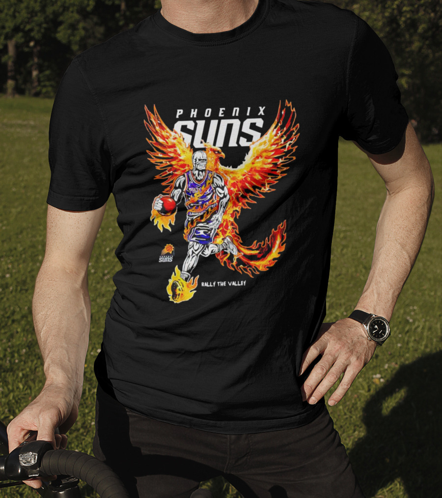 Phoenix Suns Flaming Basketball Phoenix Rally The Valley T-Shirt