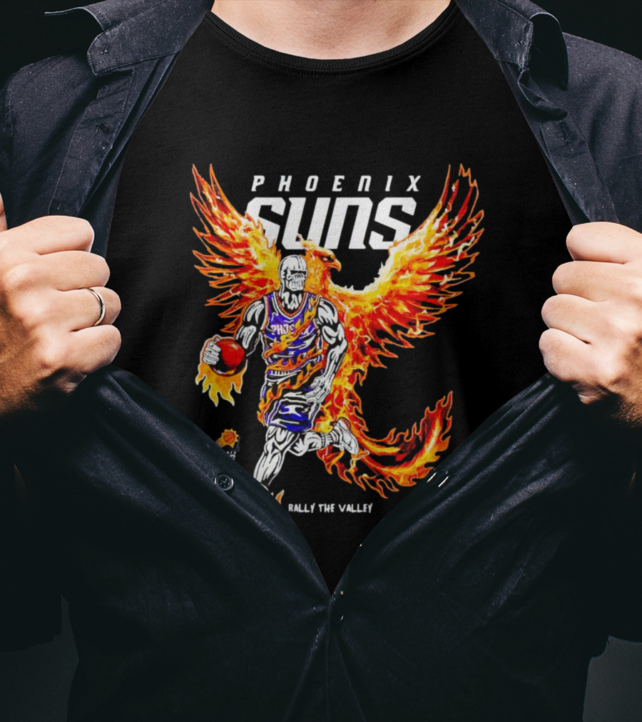 Phoenix Suns Flaming Basketball Phoenix Rally The Valley T-Shirt