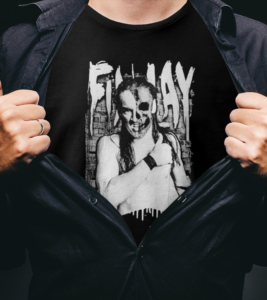 Skull Face Finlay Grunge Style Brick Wall Background T-Shirt