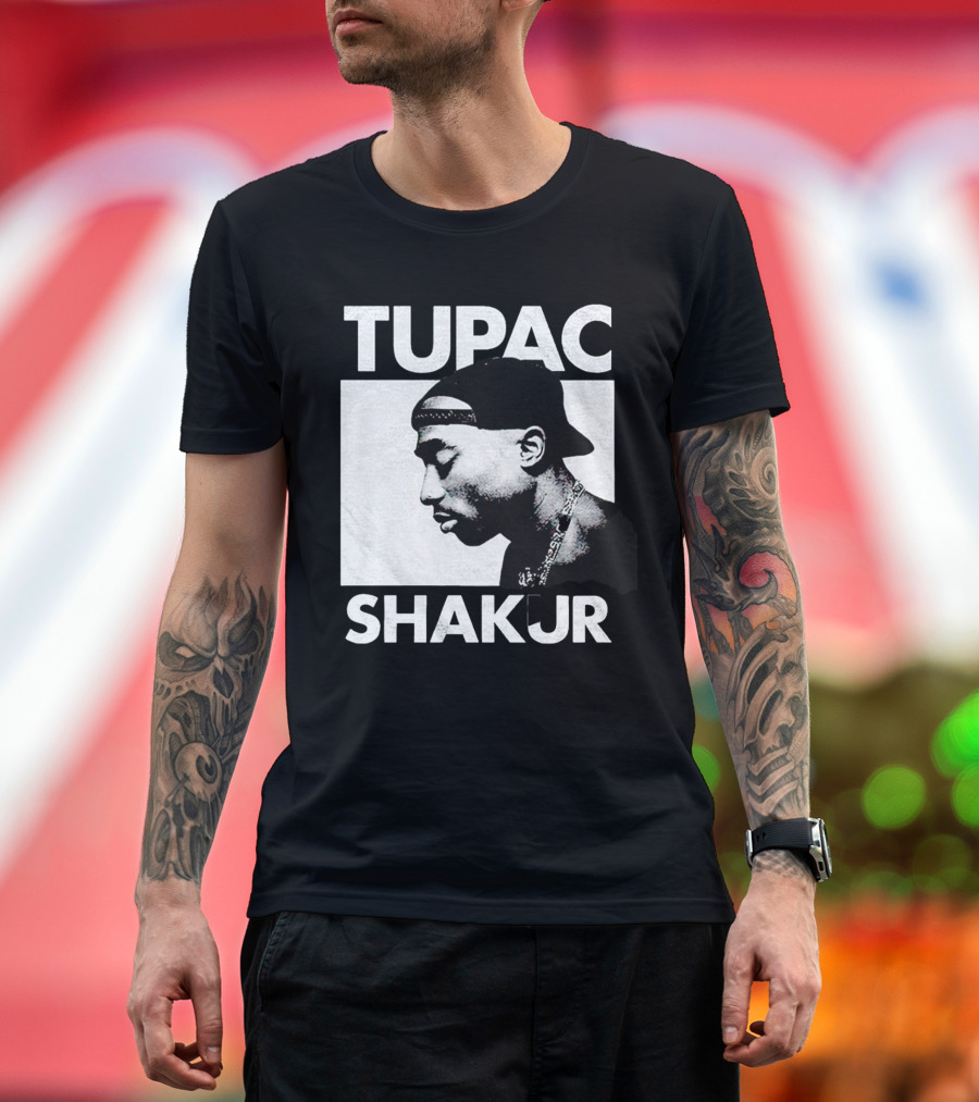 Tupac Shakur Profile Portrait Black T-Shirt