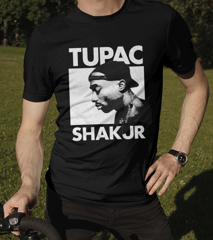Tupac Shakur Profile Portrait Black T-Shirt
