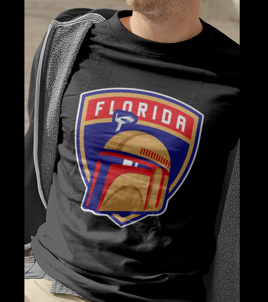 Florida Panthers Boba Fett Helmet Star Wars Collaboration T-Shirt