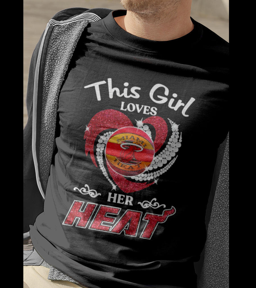 This Girl Loves Her Miami Heat Basketball Team Heart T-Shirt