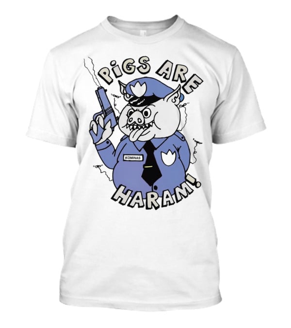 Pigs Are Haram Kominas Smoking Cartoon Police Pig T-Shirt