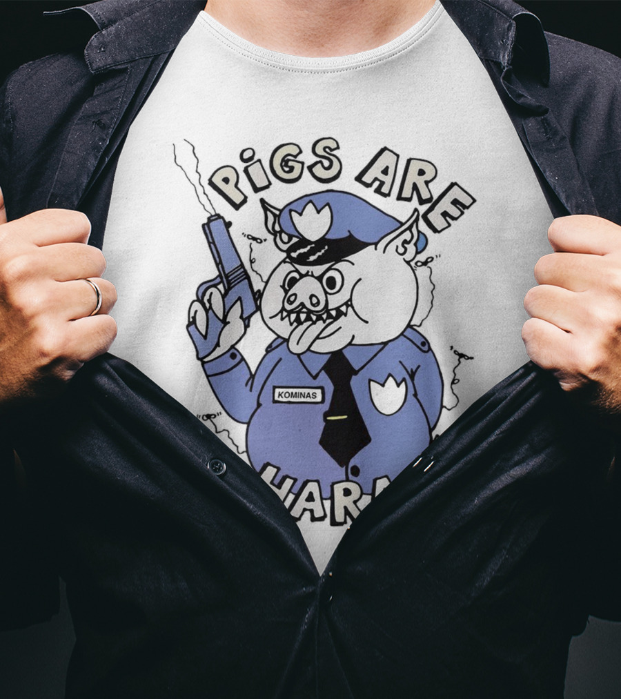 Pigs Are Haram Kominas Smoking Cartoon Police Pig T-Shirt