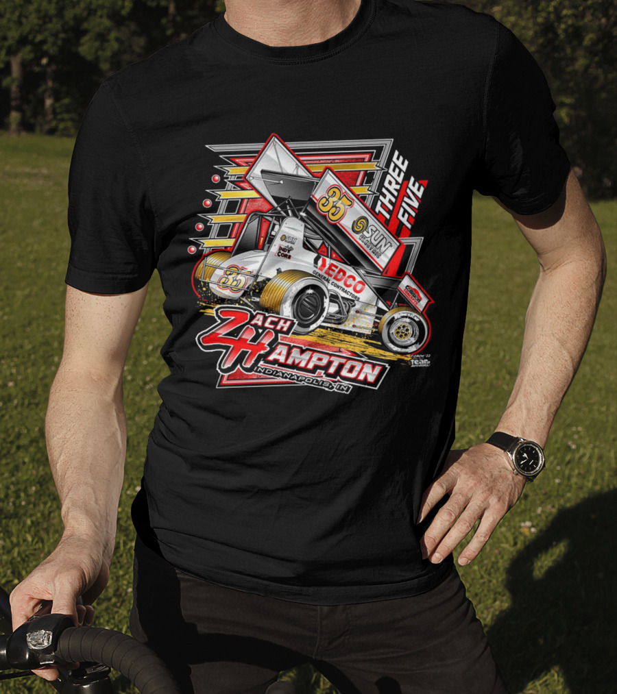 Zach Hampton Indianapolis IN Three Five 35 Sun Sprint Car Racing T-Shirt