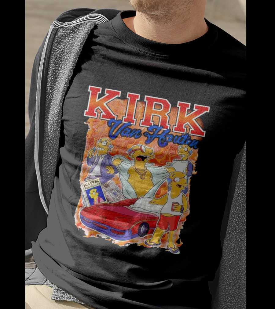 Kirk Van Houten Vintage Comic Car Flames Drink T-Shirt
