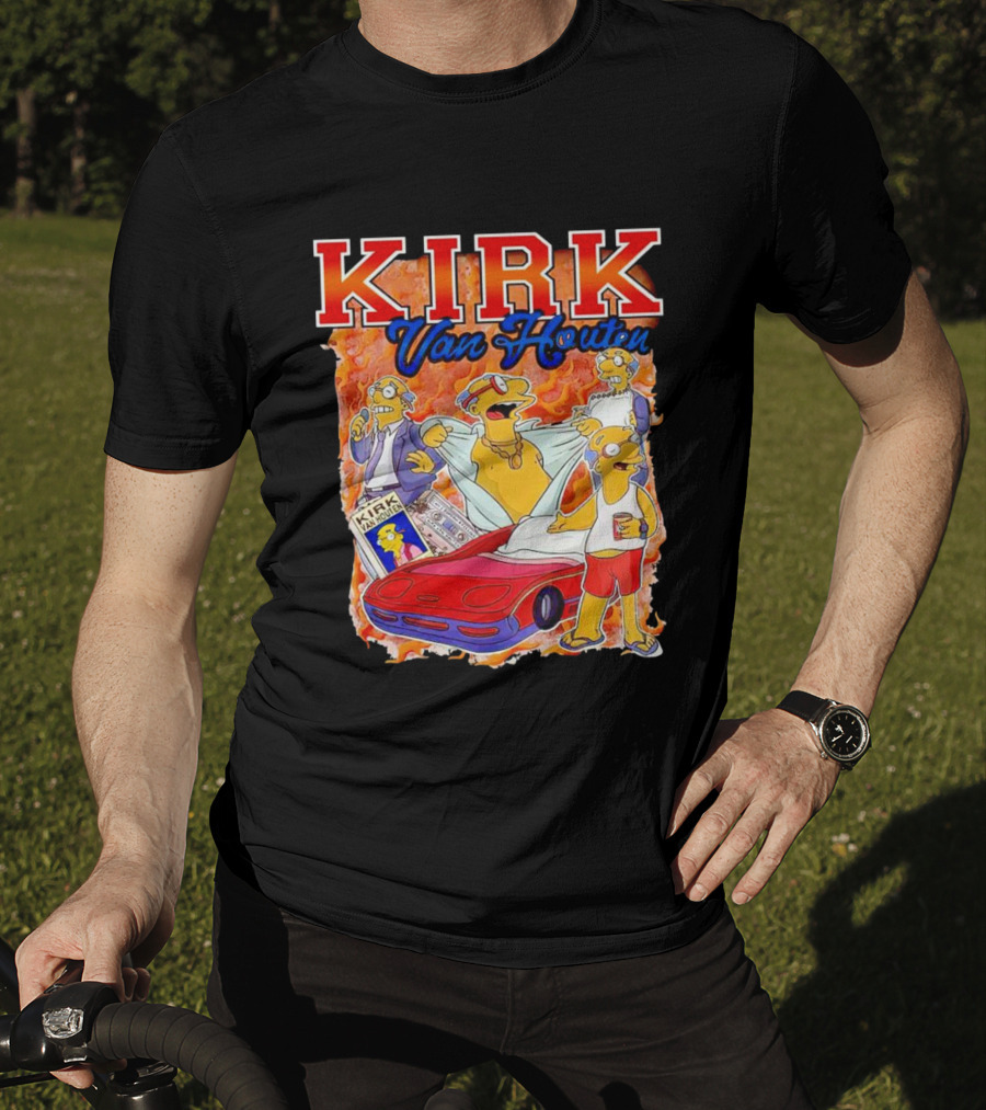 Kirk Van Houten Vintage Comic Car Flames Drink T-Shirt