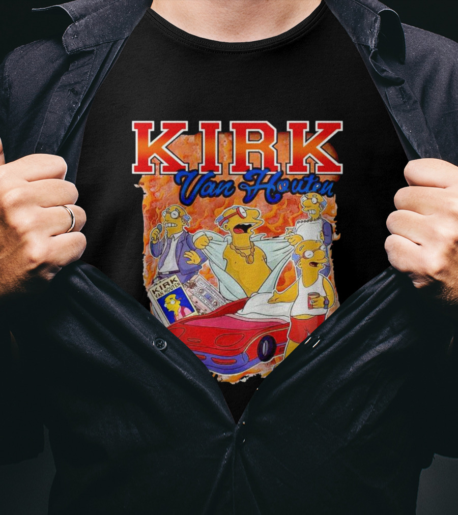 Kirk Van Houten Vintage Comic Car Flames Drink T-Shirt