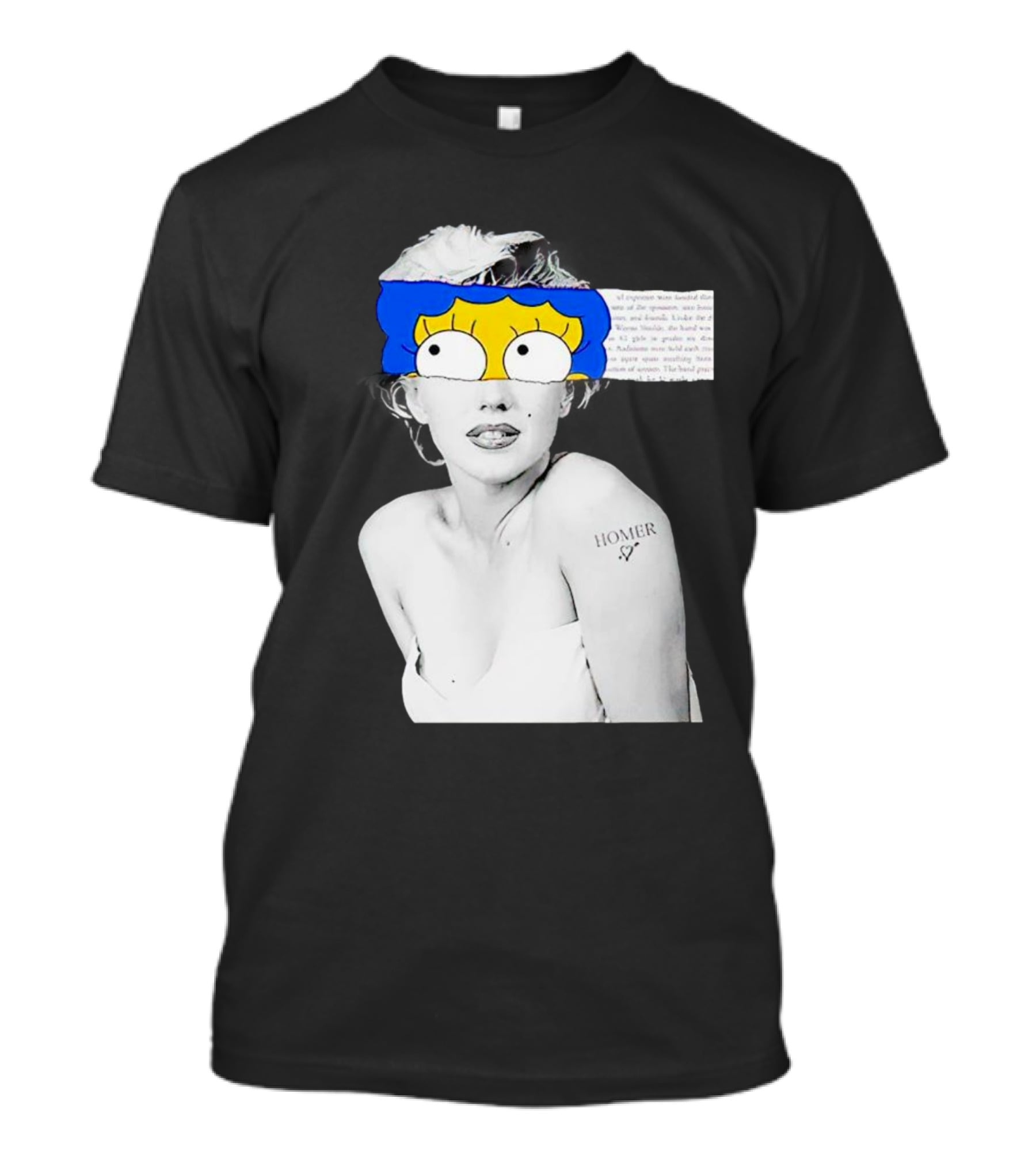 Marylin Monroe And Marge Simpson Crossover With Homer Tattoo T-Shirt