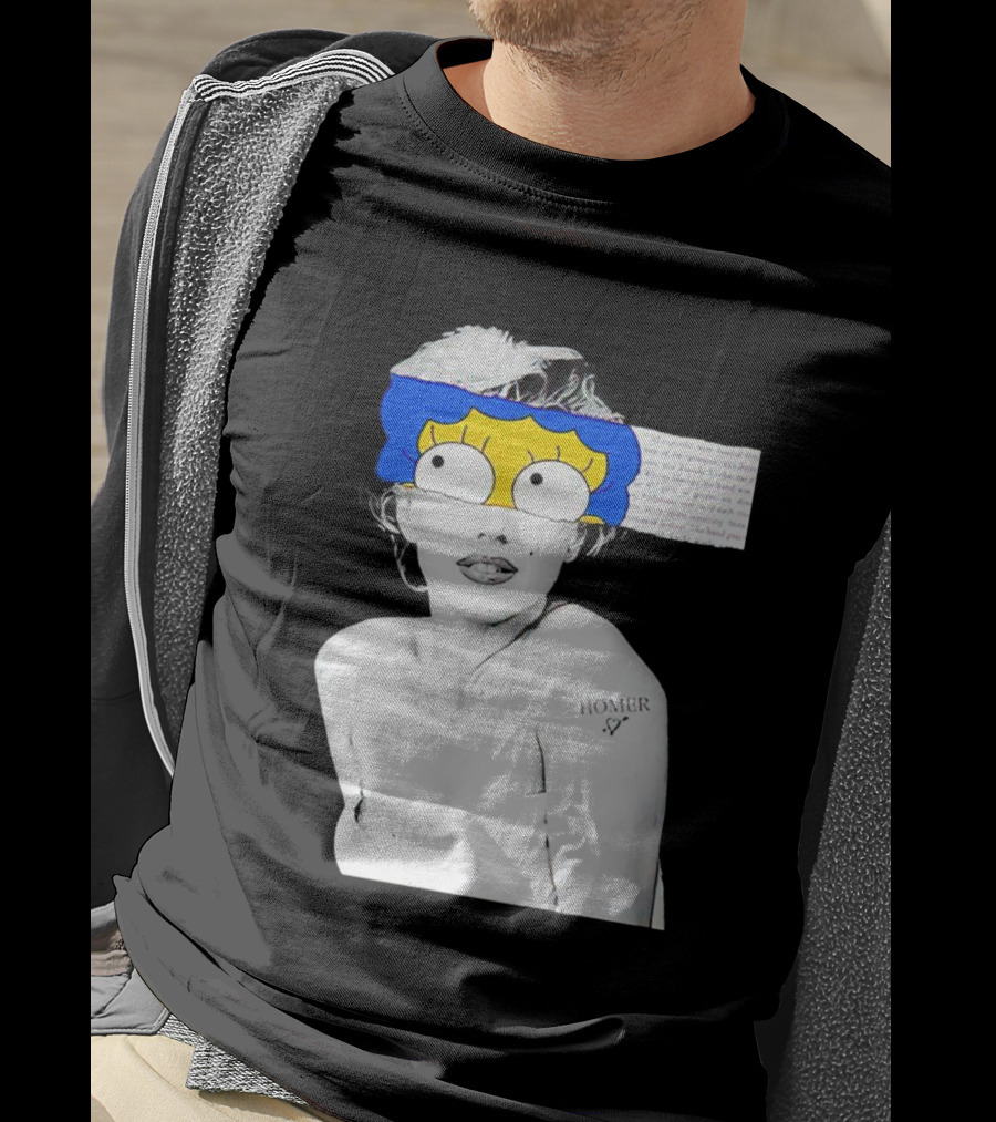 Marylin Monroe And Marge Simpson Crossover With Homer Tattoo T-Shirt