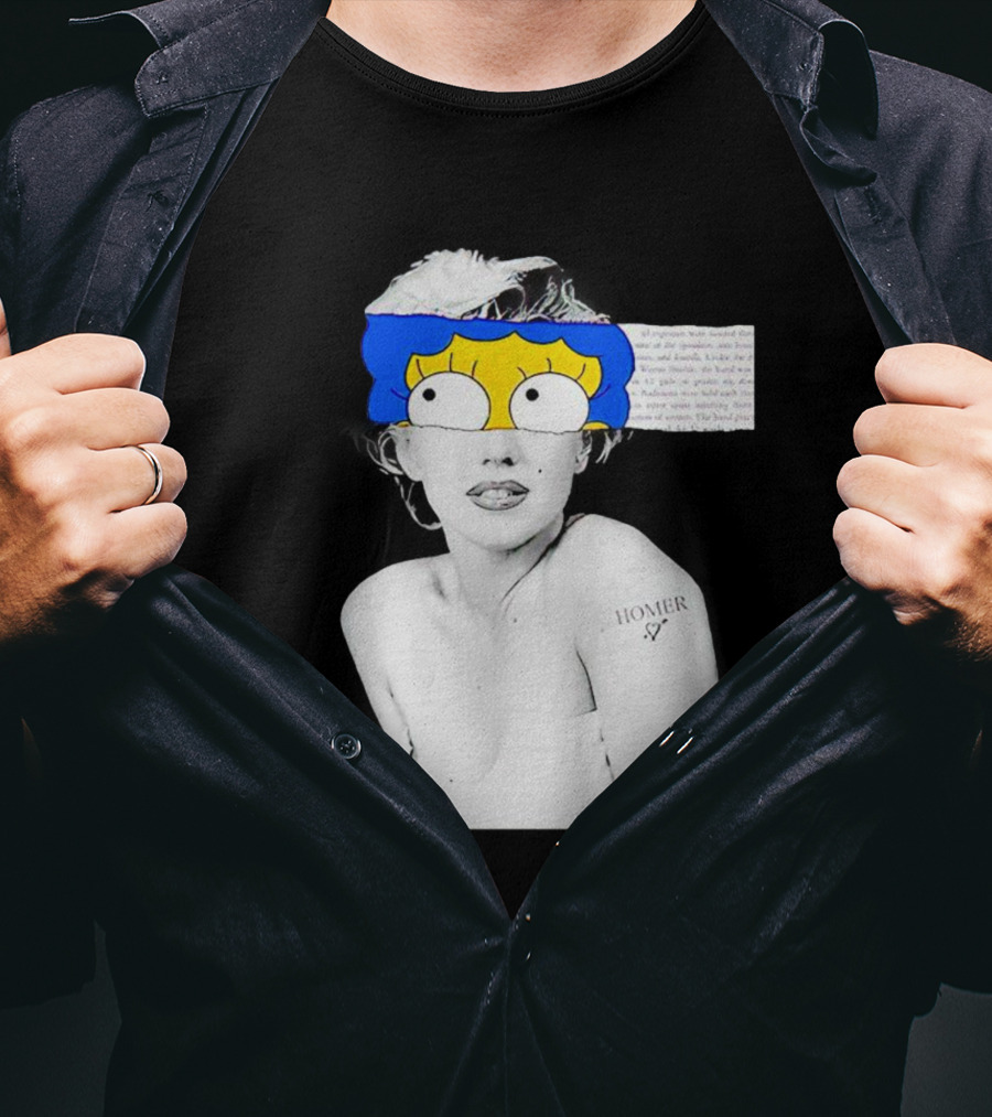Marylin Monroe And Marge Simpson Crossover With Homer Tattoo T-Shirt