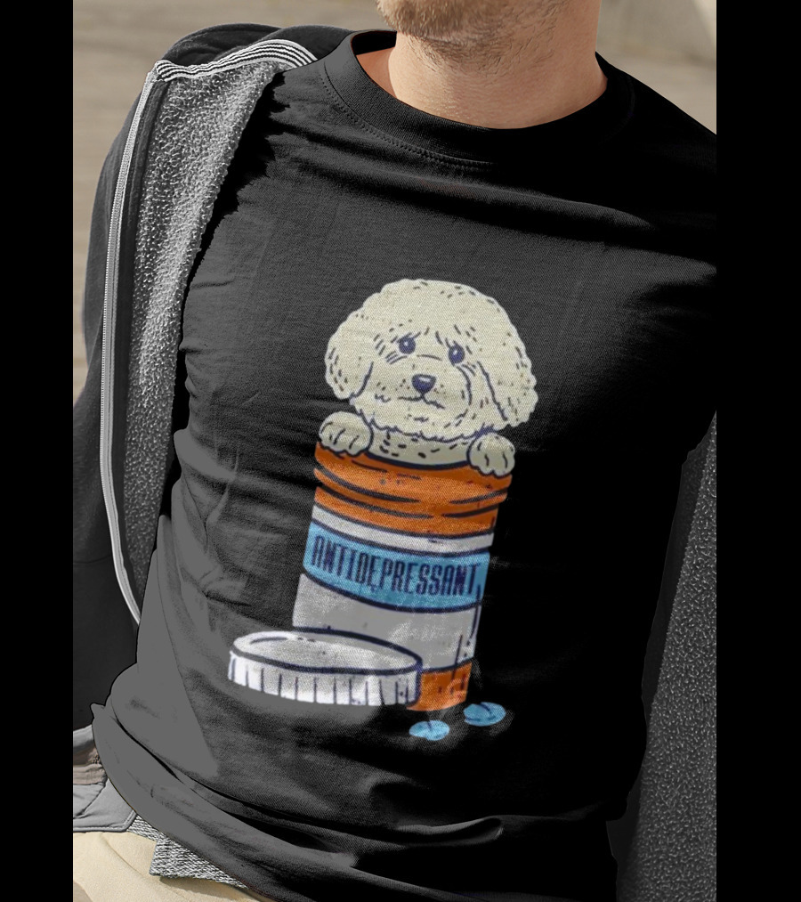 Bichons Frises Antidepressant Dog In Pill Bottle T-Shirt
