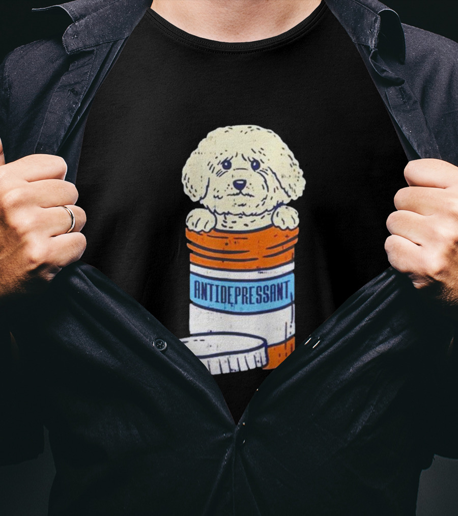 Bichons Frises Antidepressant Dog In Pill Bottle T-Shirt