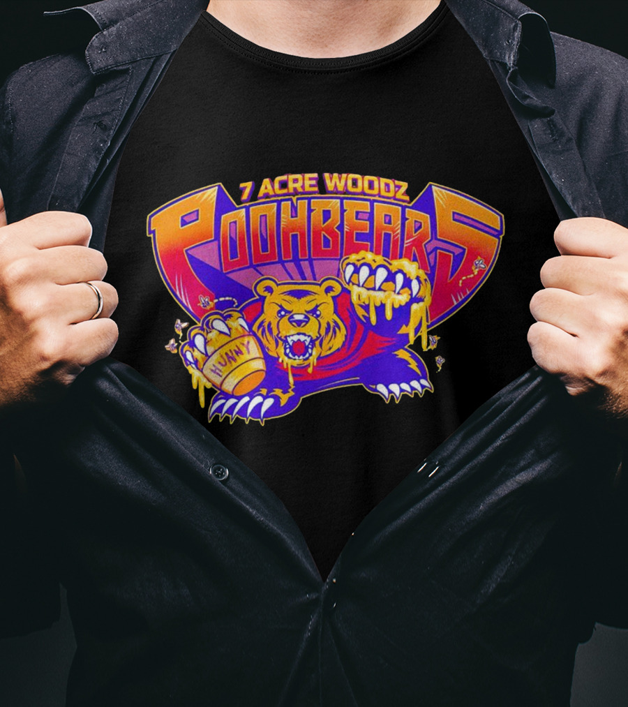 7 Acre Woodz Poohbearz Hunny Bear Roaring Claw T-Shirt