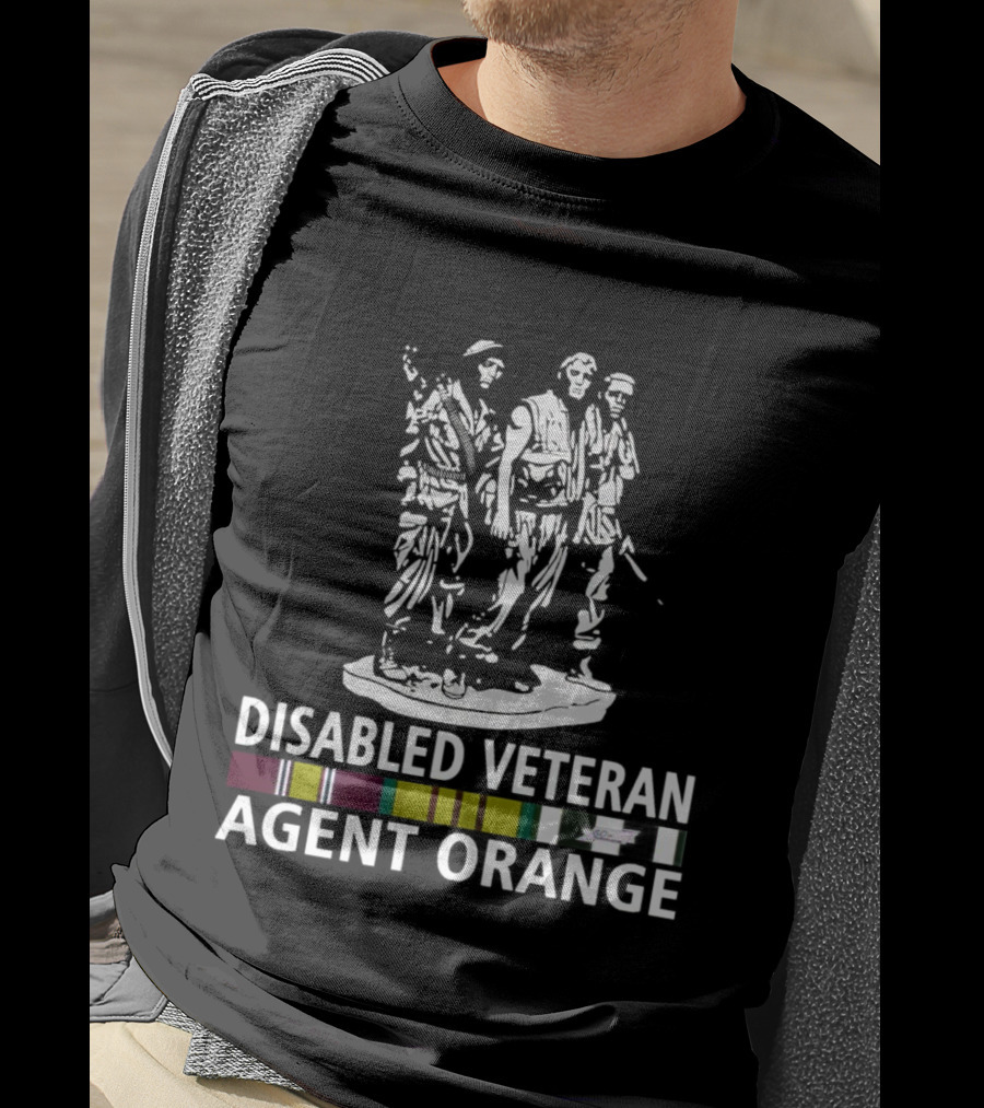 Disabled Veteran Agent Orange Military Statue Ribbons T-Shirt