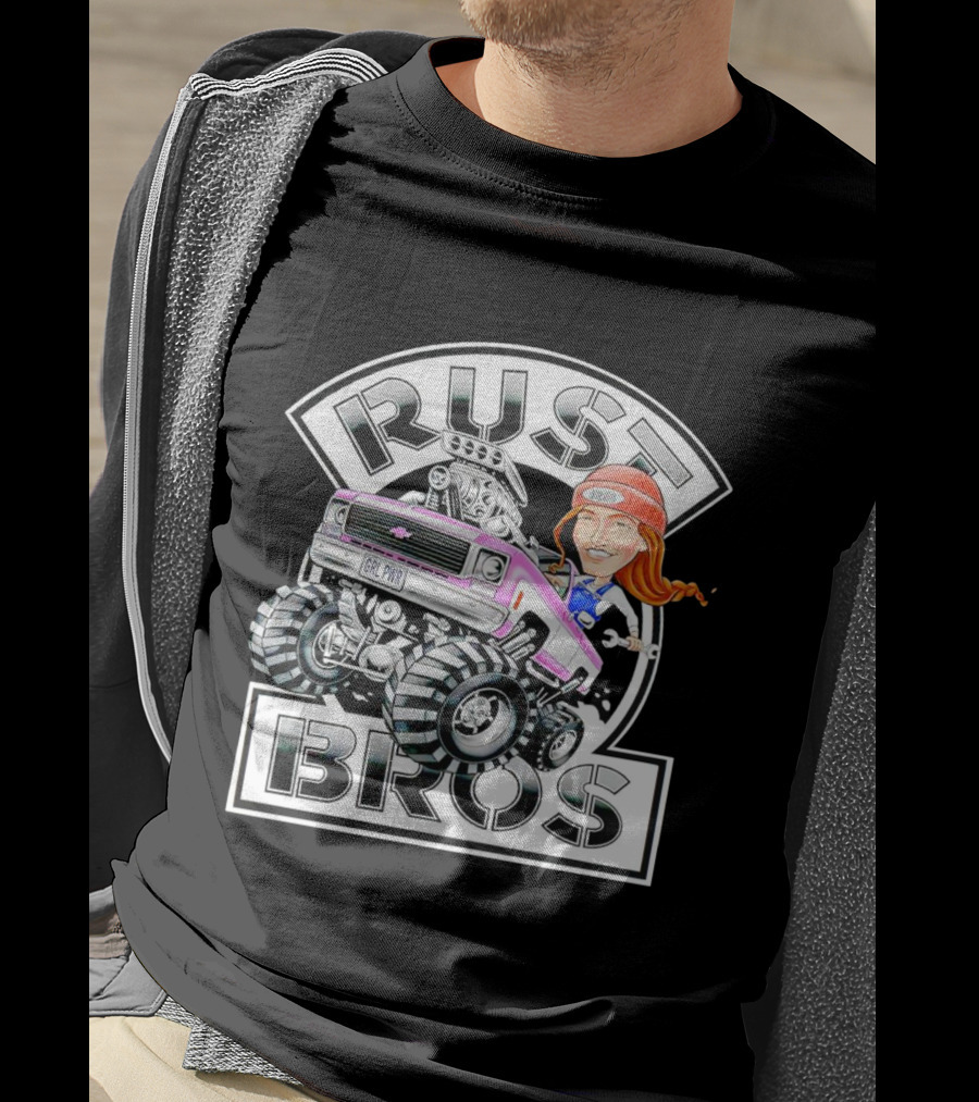 Rust Bros Girl Power Monster Truck Cartoon T-Shirt