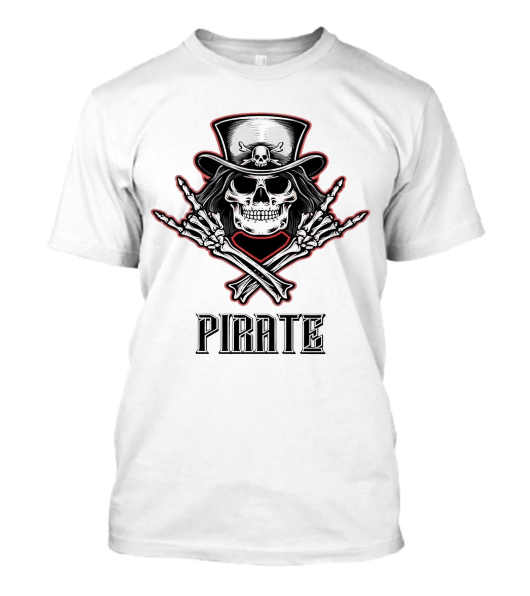 Skull Pirate With Hat And Crossed Bones T-Shirt