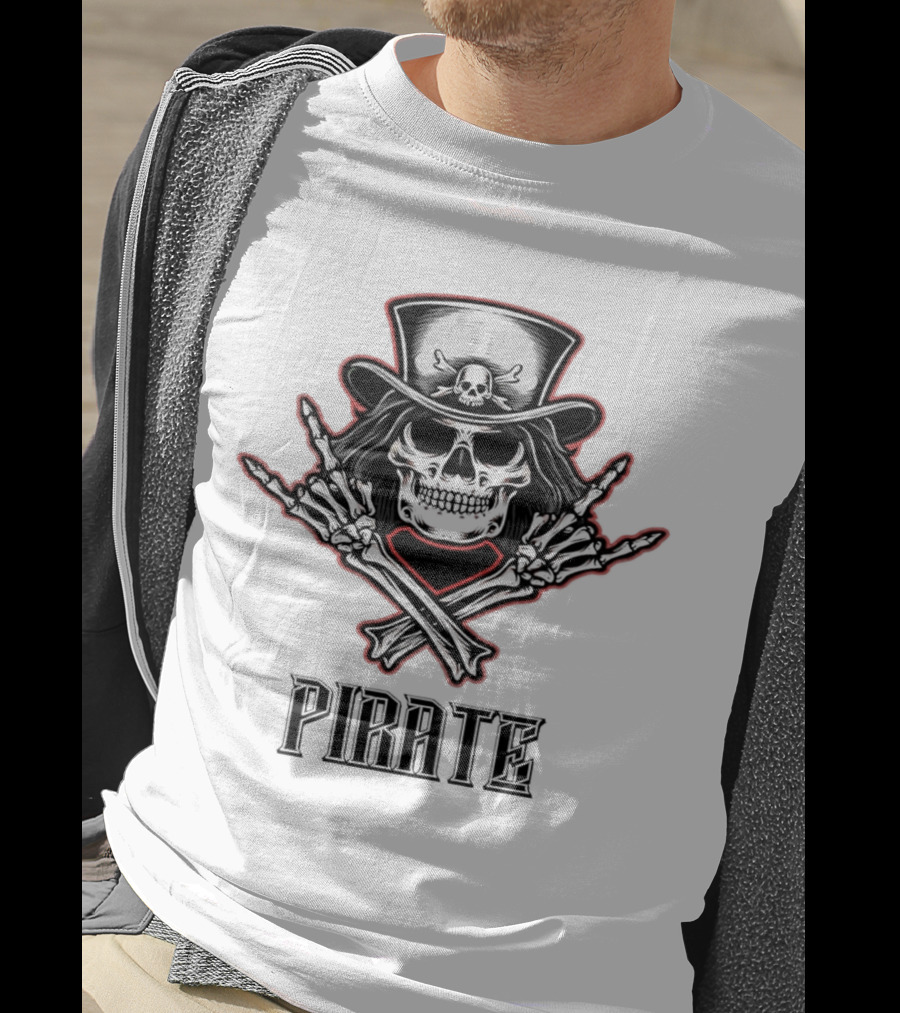 Skull Pirate With Hat And Crossed Bones T-Shirt