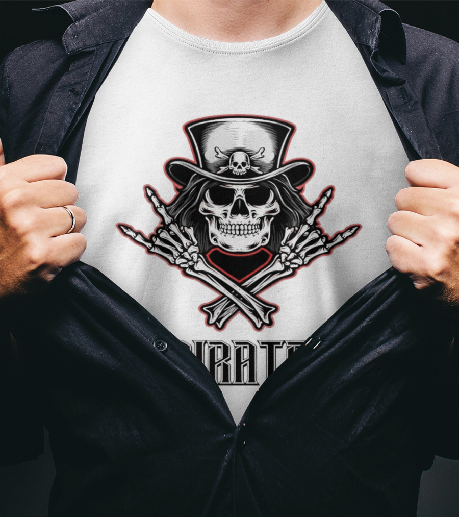 Skull Pirate With Hat And Crossed Bones T-Shirt