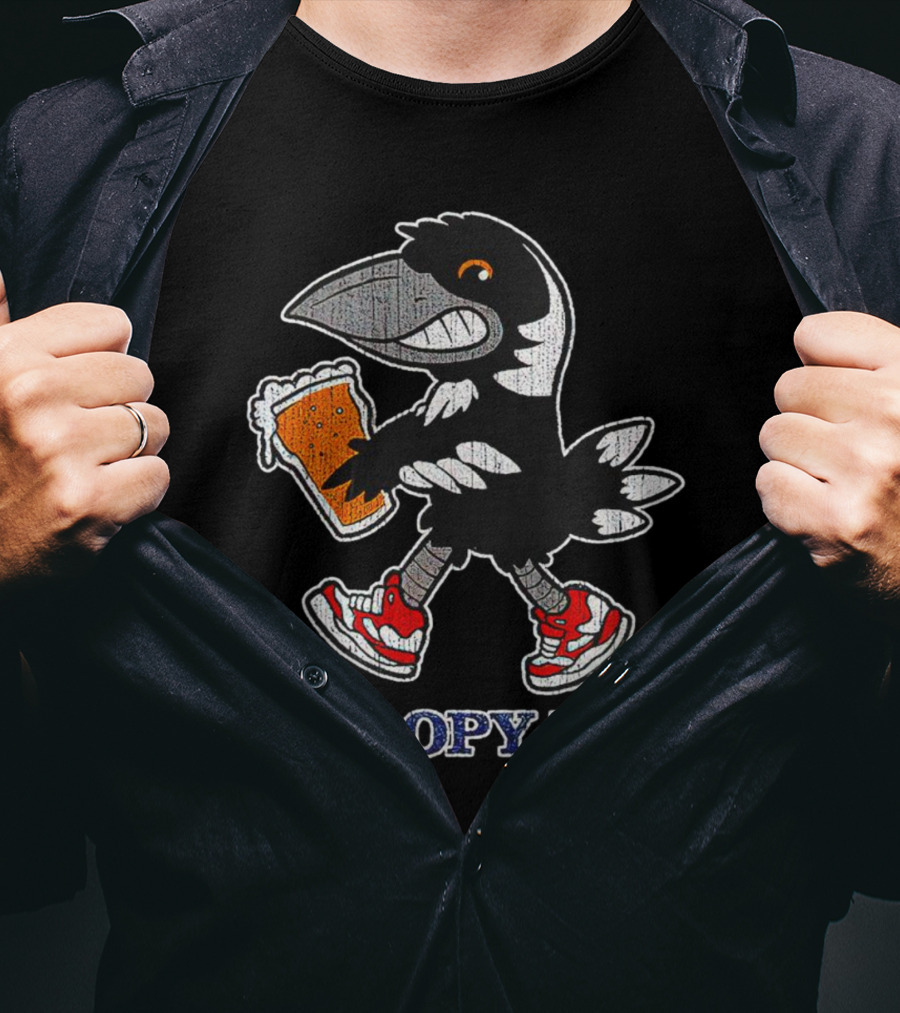 Swoopy Boy Crow With Beer And Sneakers T-Shirt