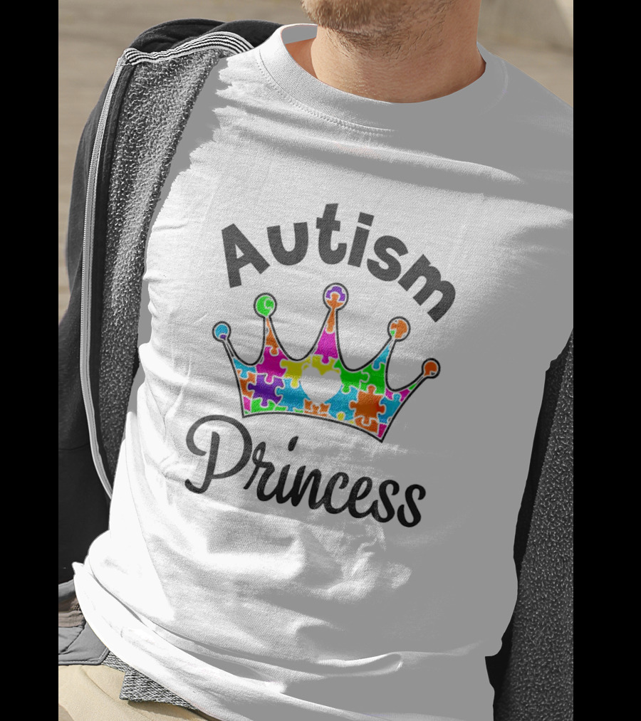 Autism Princess Colorful Puzzle Crown T-Shirt