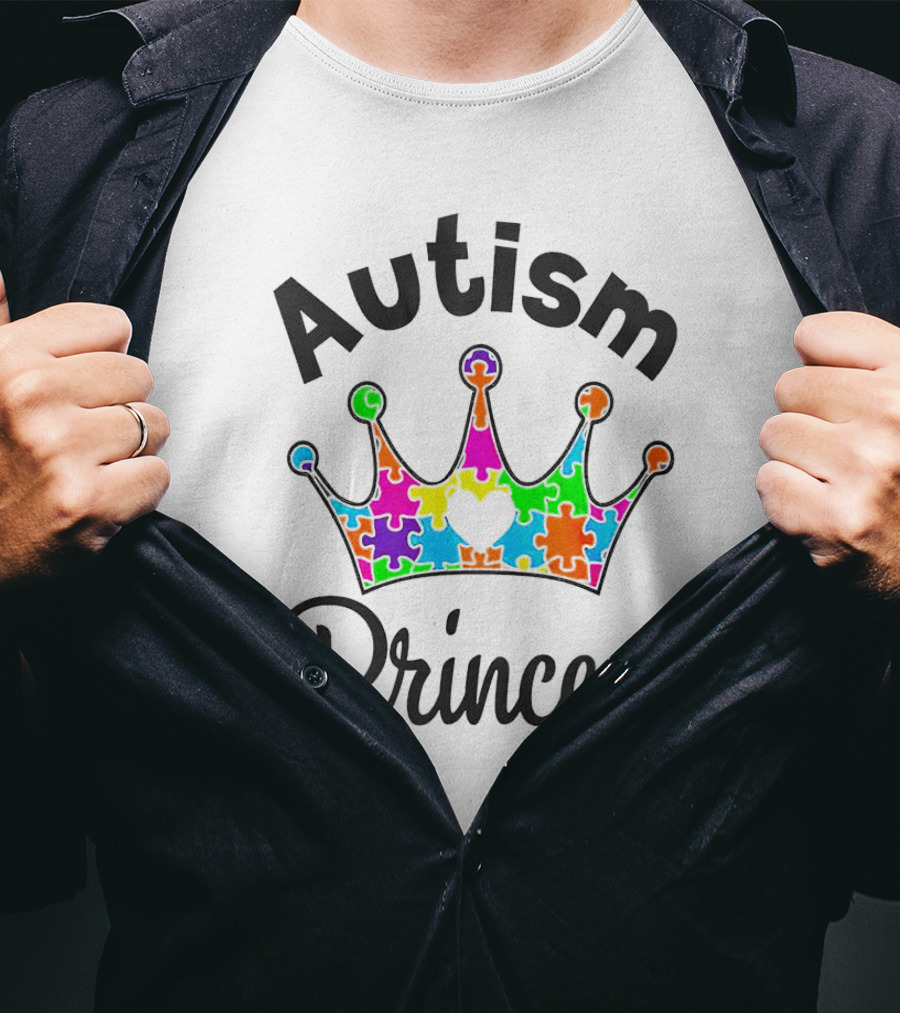 Autism Princess Colorful Puzzle Crown T-Shirt