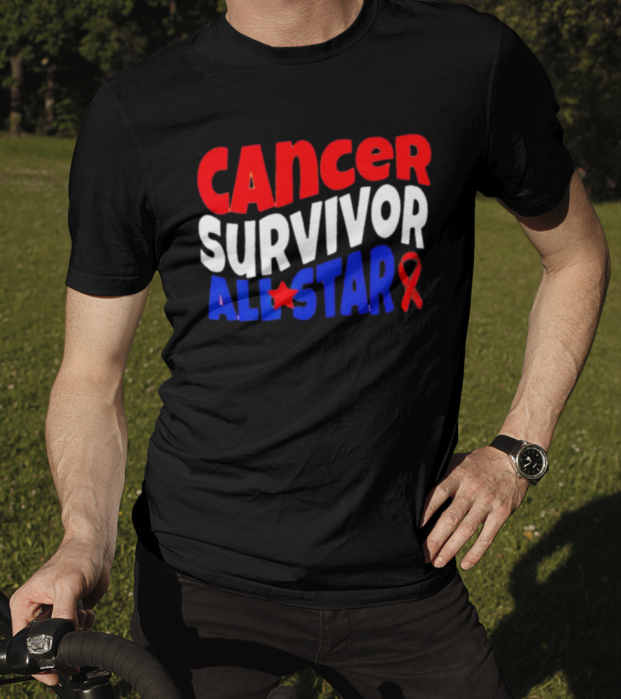 Cancer Survivor All Star Red White Blue T-Shirt