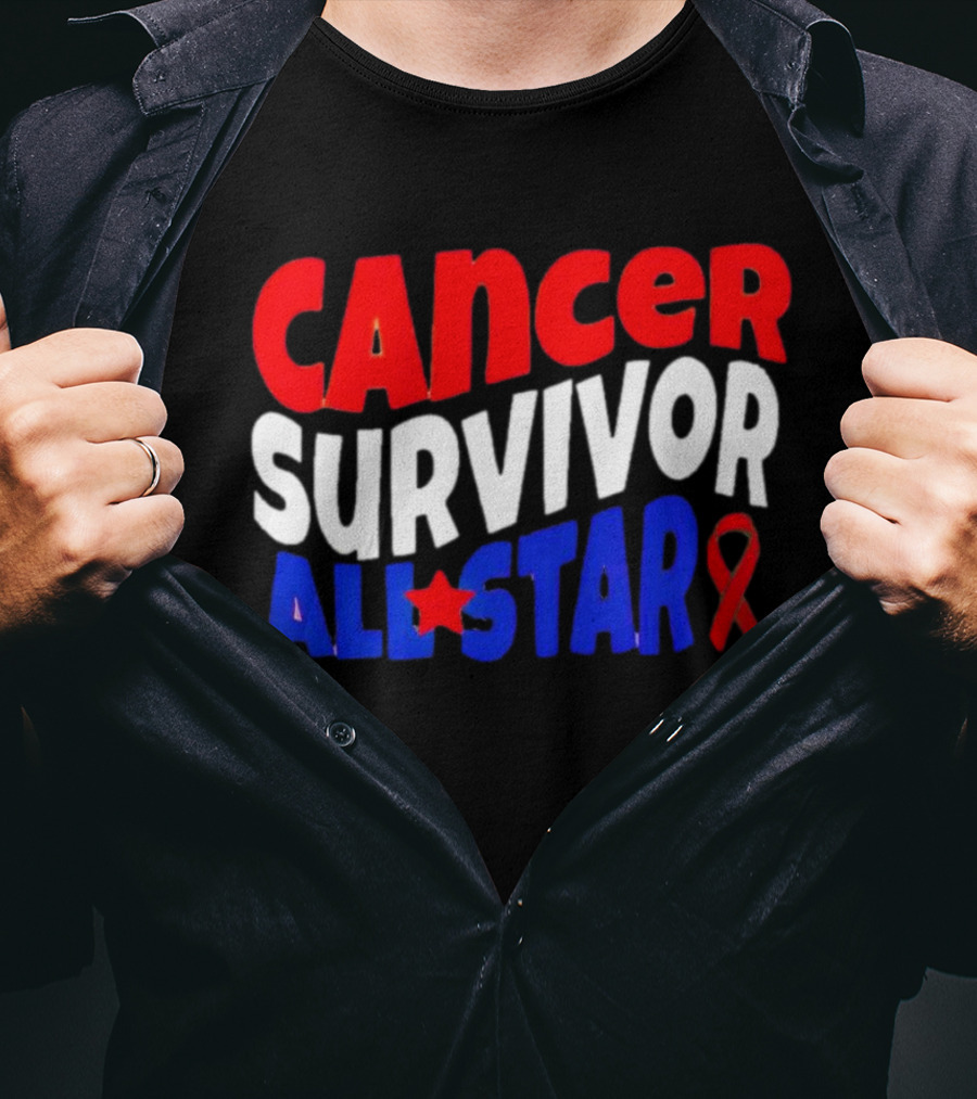 Cancer Survivor All Star Red White Blue T-Shirt