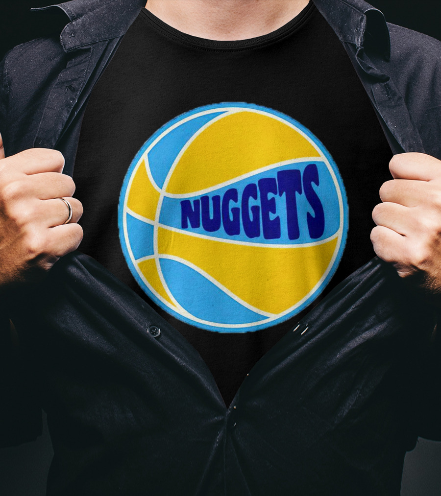 Nuggets Retro Blue And Yellow Basketball T-Shirt