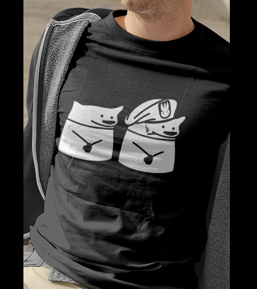 Fella Sock Whimsical Character Duo With Captain Hat T-Shirt