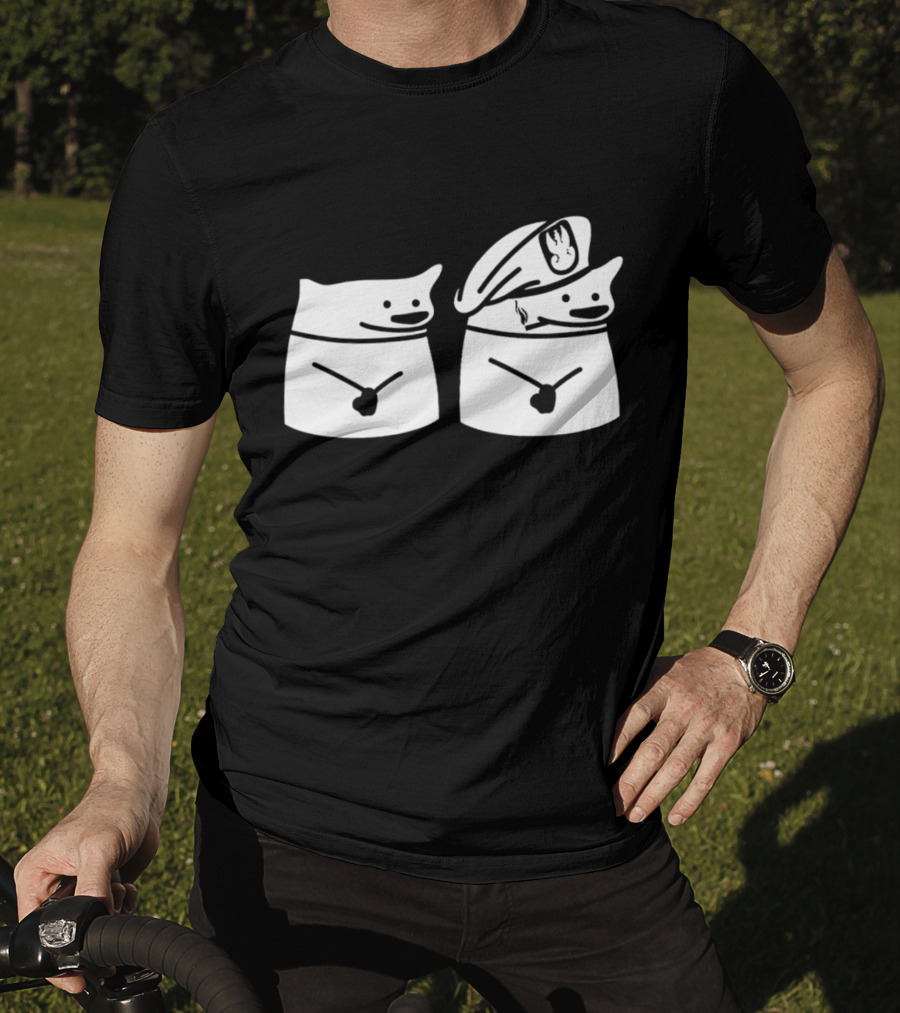 Fella Sock Whimsical Character Duo With Captain Hat T-Shirt