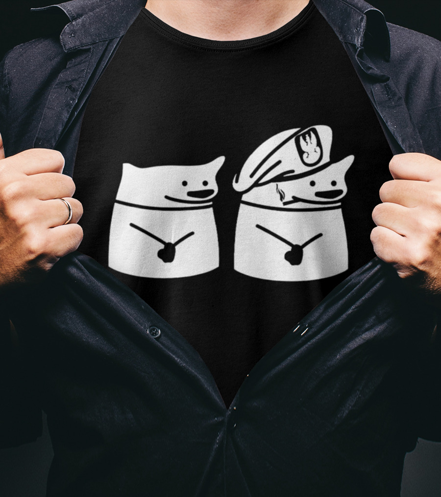 Fella Sock Whimsical Character Duo With Captain Hat T-Shirt