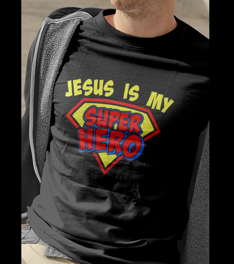 Jesus Is My Superhero Shield Emblem T-Shirt