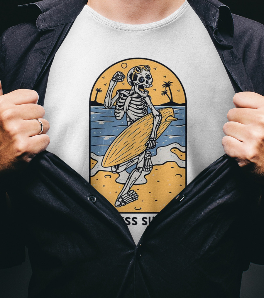 Skeleton Surfer Endless Summer Beach Vibes T-Shirt