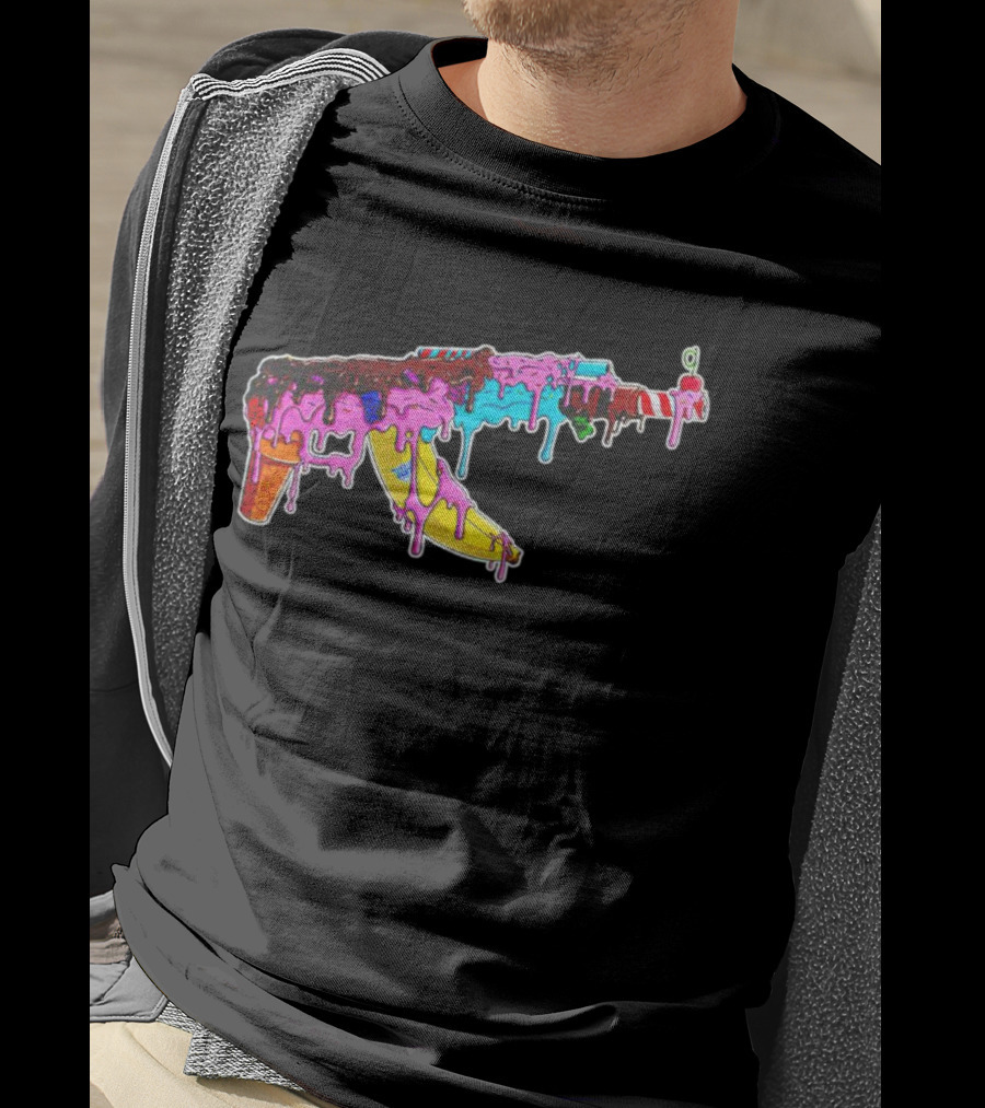 Ice Cream AK-47 Dripping Treats Colorful T-Shirt