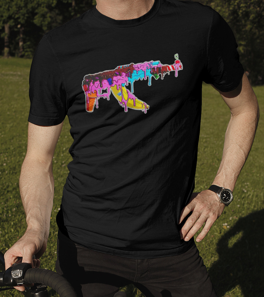 Ice Cream AK-47 Dripping Treats Colorful T-Shirt